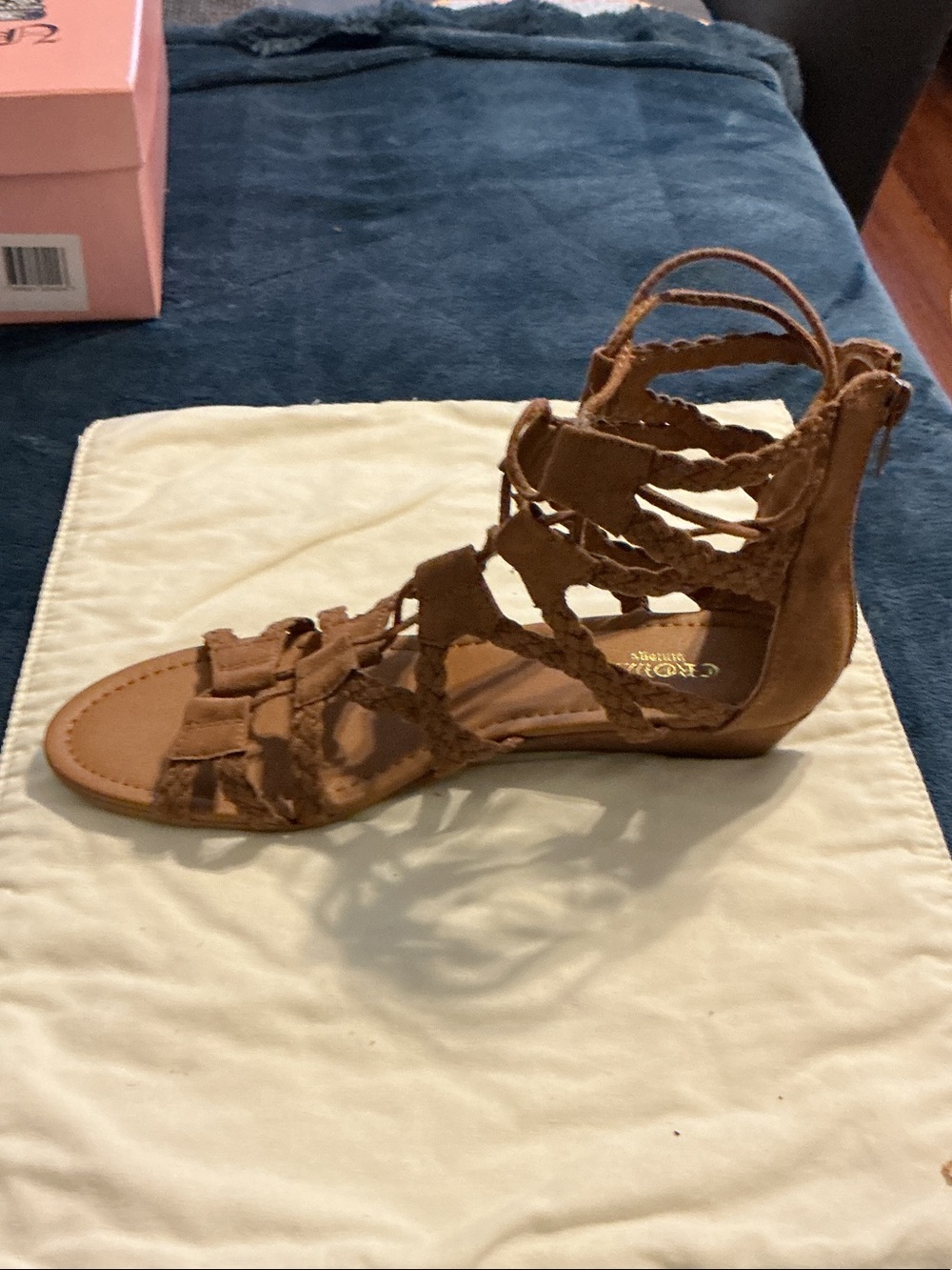 Crown Vintage Braided Strappy Gladiator Sandal - Tan Brown